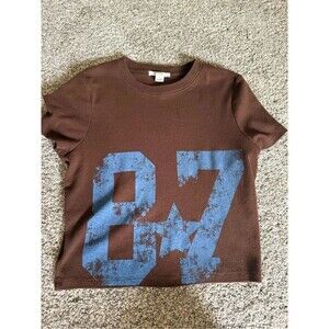 Full Tilt Kids Brown Graphic Tee Shirt Distressed 87 Star Print Size Medium